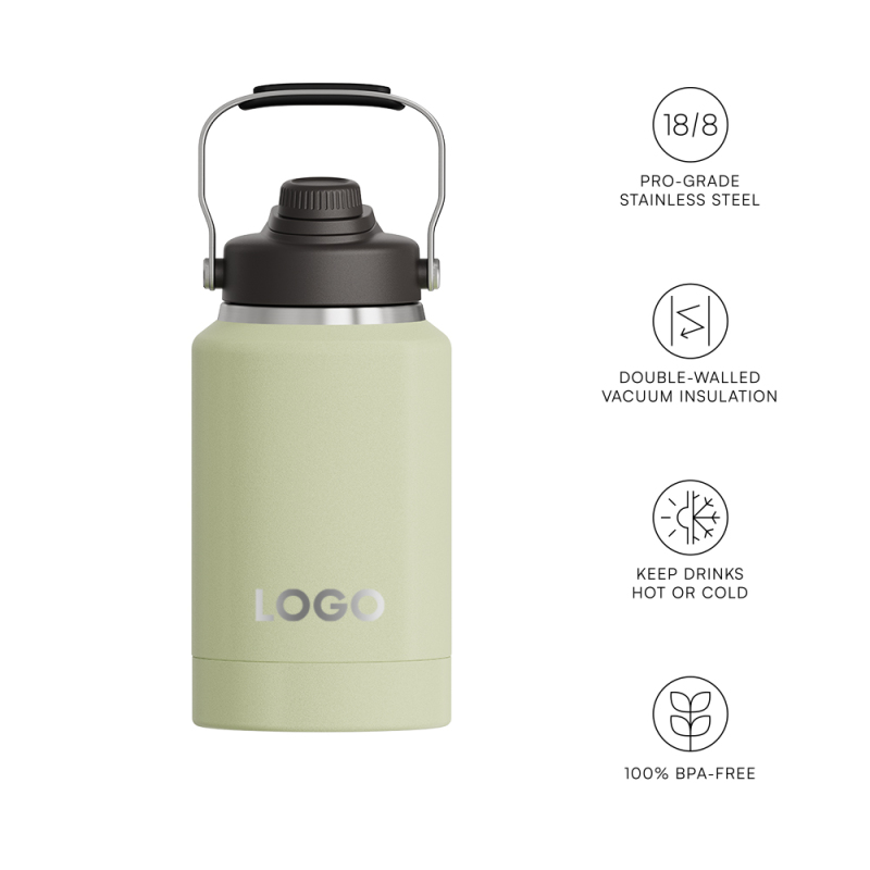 Outdoor Travel Portable Stainless Steel Vacuum Flask Custom 64oz Water Bottle With Snacks Container