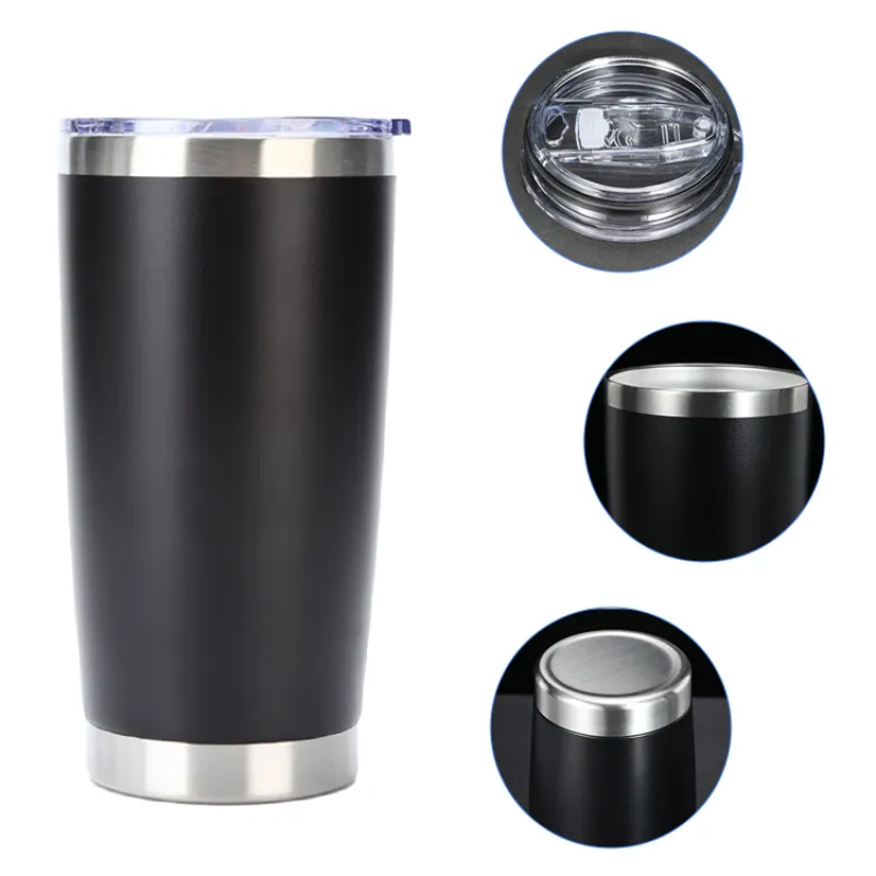 Wholesale 20oz Insulated Stainless Steel Tumbler with Slide Lid Custom Logo for Hot & Cold Coffee & Wine Bulk Mugs Available