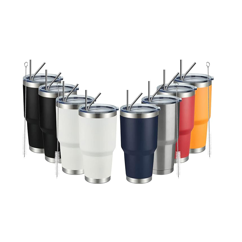 Wholesale Reusable 30 oz Stainless Steel Wine Tumbler Double Wall Coffee Cup Straw for Water Beer Gifts Vacuum for Cold Storage