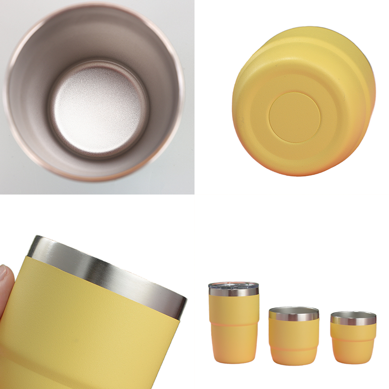 Cute Double Wall Insulated Stainless Steel Mini Tumbler Stackable Coffee Milk Mug Cup with Magnetic Lids for Hot & Cold Storage