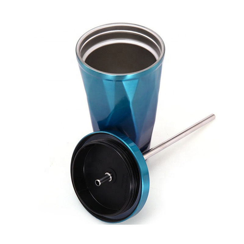 16oz Double Wall Insulated Stainless Steel Tumbler Cup with Straw Drink Bottle  Wholesale Bulk Outdoor Travel Camping Coffee Mug