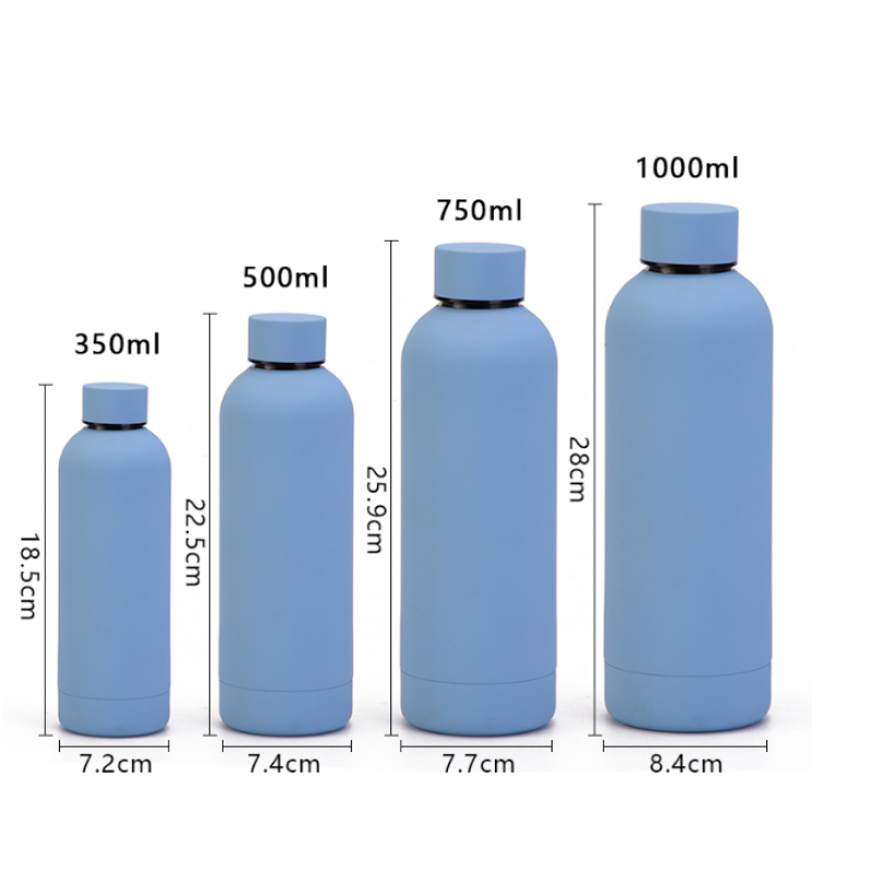 Wholesale Rubber Paint Stainless Steel Sports Vasos Custom Logo Drink Water Bottle Soft Touch Small Mouth Thermal Thermos Flask
