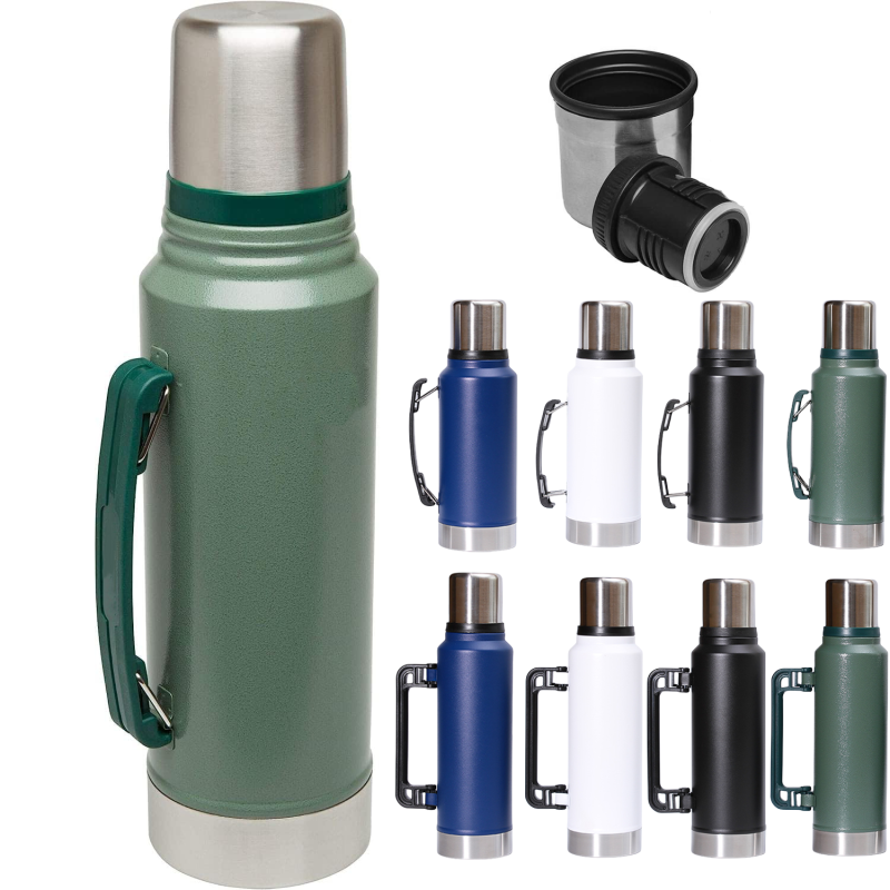 Wholesale Classic Outdoor Stainless Steel 1L Insulated Bottles Handle Wide Mouth Thermos Vacuum Travel Sports Water Bottles
