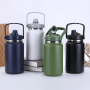 Custom 133oz 64oz 32oz 4000ml 2800ml Stainless Steel Straw Double-drinking Insulated Cup Outdoor Portable Sports Water Bottle