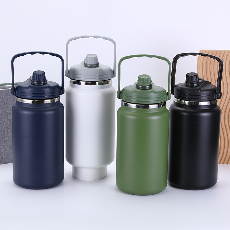 Custom 133oz 64oz 32oz 4000ml 2800ml Stainless Steel Straw Double-drinking Insulated Cup Outdoor Portable Sports Water Bottle
