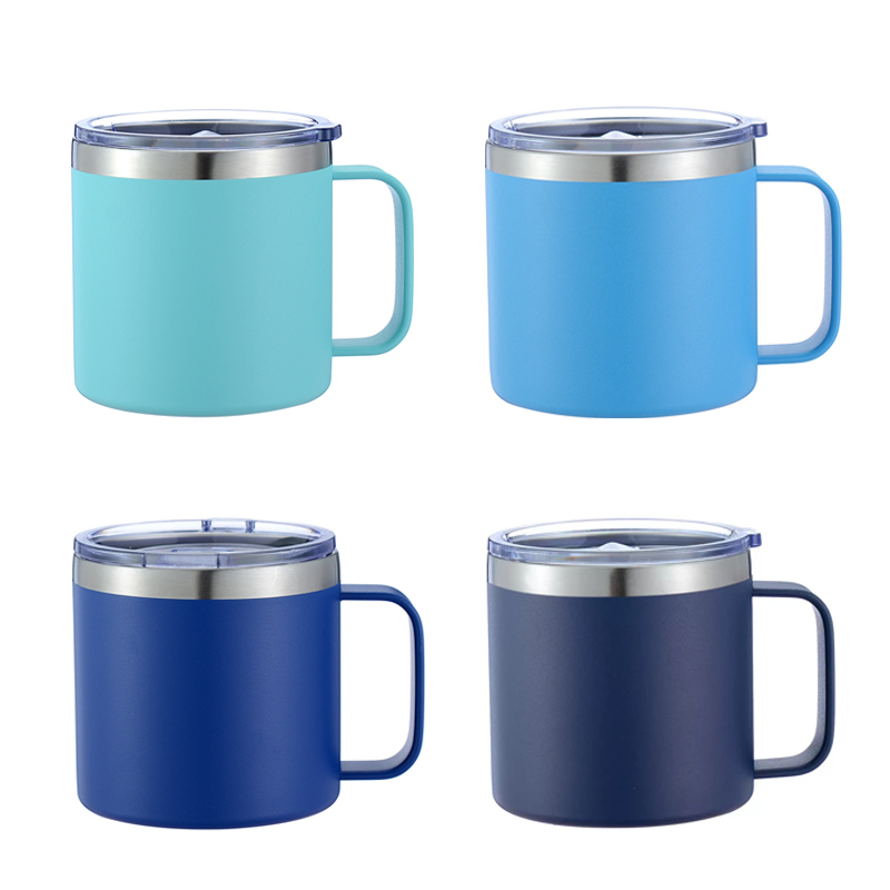 12oz Double Wall Stainless Steel Insulated Tumbler Travel Coffee Mug with Handle and Sliding Lid for Water Beer Tea Cup