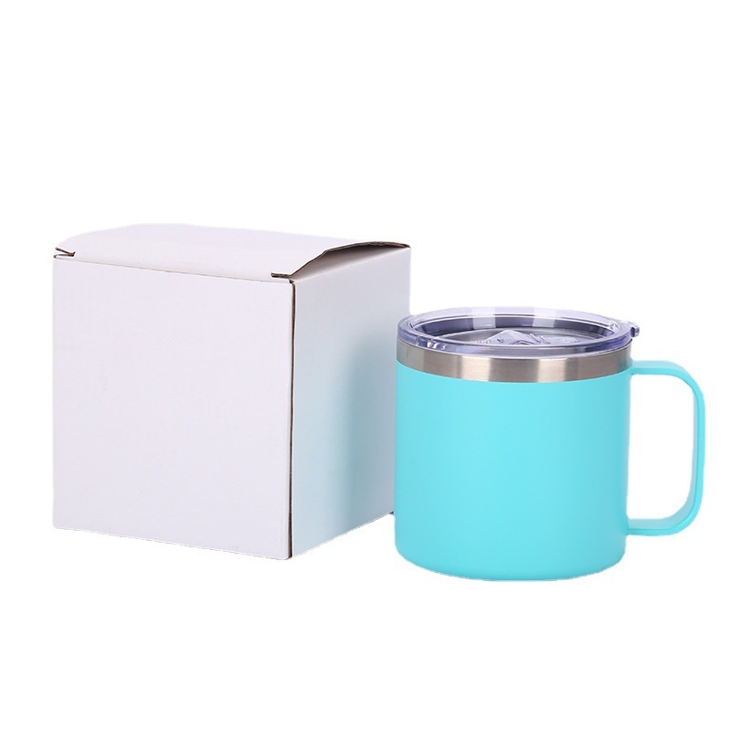 12oz Double Wall Stainless Steel Insulated Tumbler Travel Coffee Mug with Handle and Sliding Lid for Water Beer Tea Cup