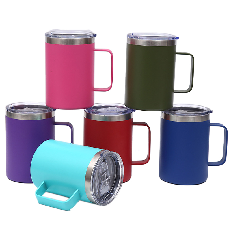12oz Stainless Steel Insulated Tumbler Cup Novelty Design Double Wall Vacuum Travel Coffee Mug Handle Sliding Lid Back School