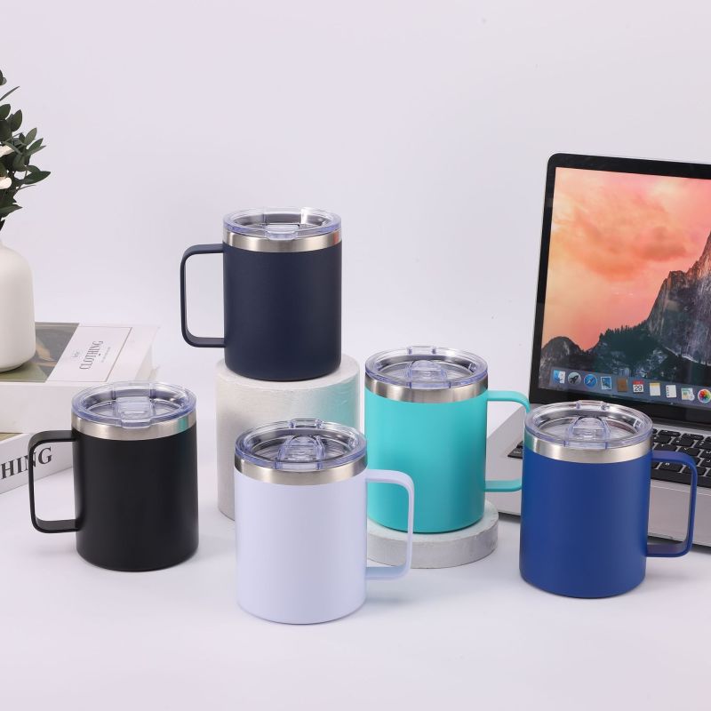 12oz Stainless Steel Insulated Tumbler Cup Novelty Design Double Wall Vacuum Travel Coffee Mug Handle Sliding Lid Back School