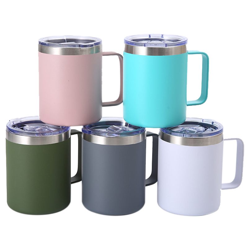 12oz Stainless Steel Insulated Tumbler Cup Novelty Design Double Wall Vacuum Travel Coffee Mug Handle Sliding Lid Back School