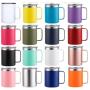 12oz Stainless Steel Insulated Tumbler Cup Novelty Design Double Wall Vacuum Travel Coffee Mug Handle Sliding Lid Back School