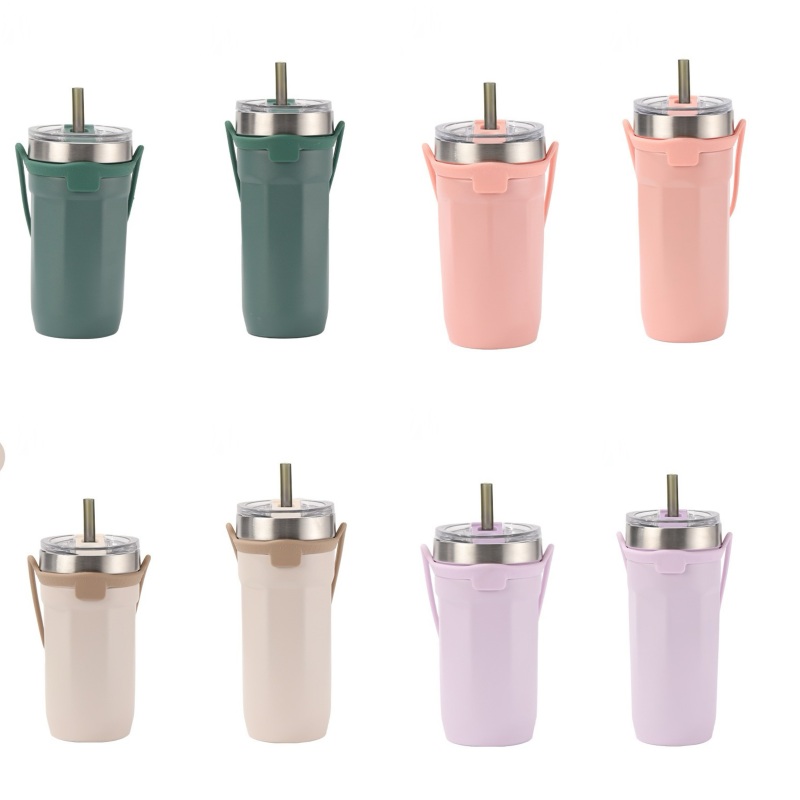 550ml/710ml Stainless Steel Double Wall Coffee Travel Mug with Lid and Straw Insulated Cup with Silicone Rope Custom logo 550ml/710ml Stainless Steel Double Wall Coffee Travel Mug with Lid and Straw Insulated Cup with Silicone Rope Custom logo