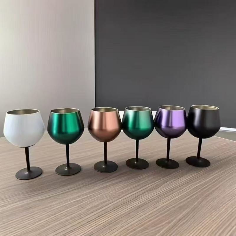 14oz Pool Party Unbreakable Wine Tumbler Goblets Stemmed Stainless Steel Wedding Anniversary Wine Glasses Set Champagne Flues