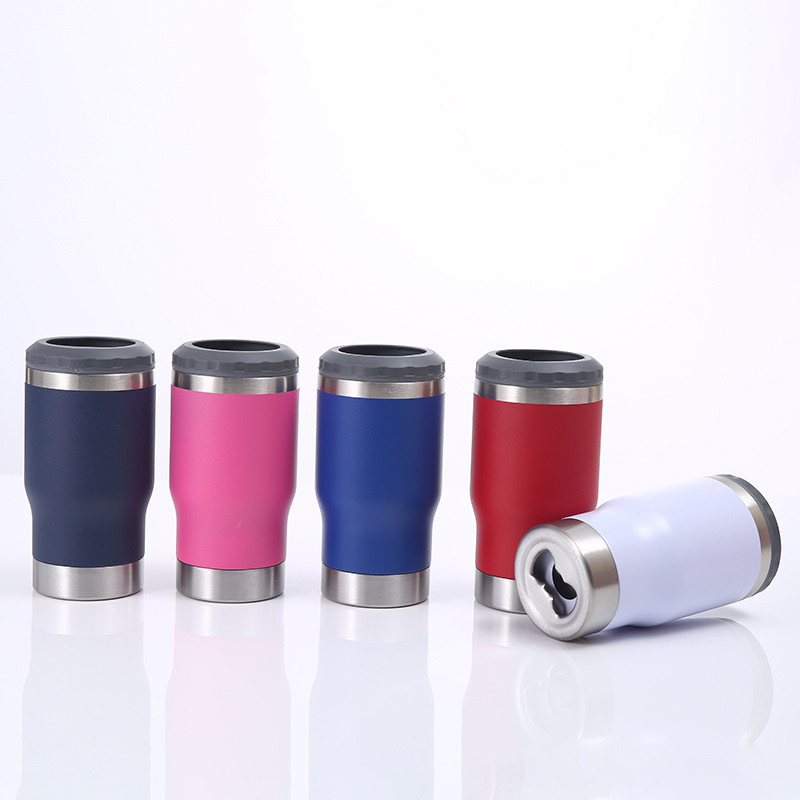 Wholesale 14oz 4-in-1 Stainless Steel Tumbler Wine Cooler Cup Insulated with Lids for Regular Cans Beer Mixed Drinks Coffee
