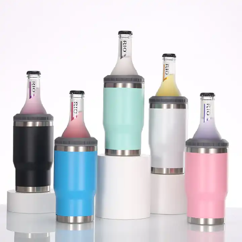 Wholesale 14oz 4-in-1 Stainless Steel Tumbler Wine Cooler Cup Insulated with Lids for Regular Cans Beer Mixed Drinks Coffee