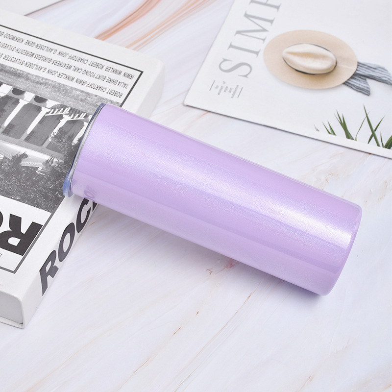 New design 20oz stainless steel insulated vacuum rainbow glitter skinny straight tumblers travel outdoor mug