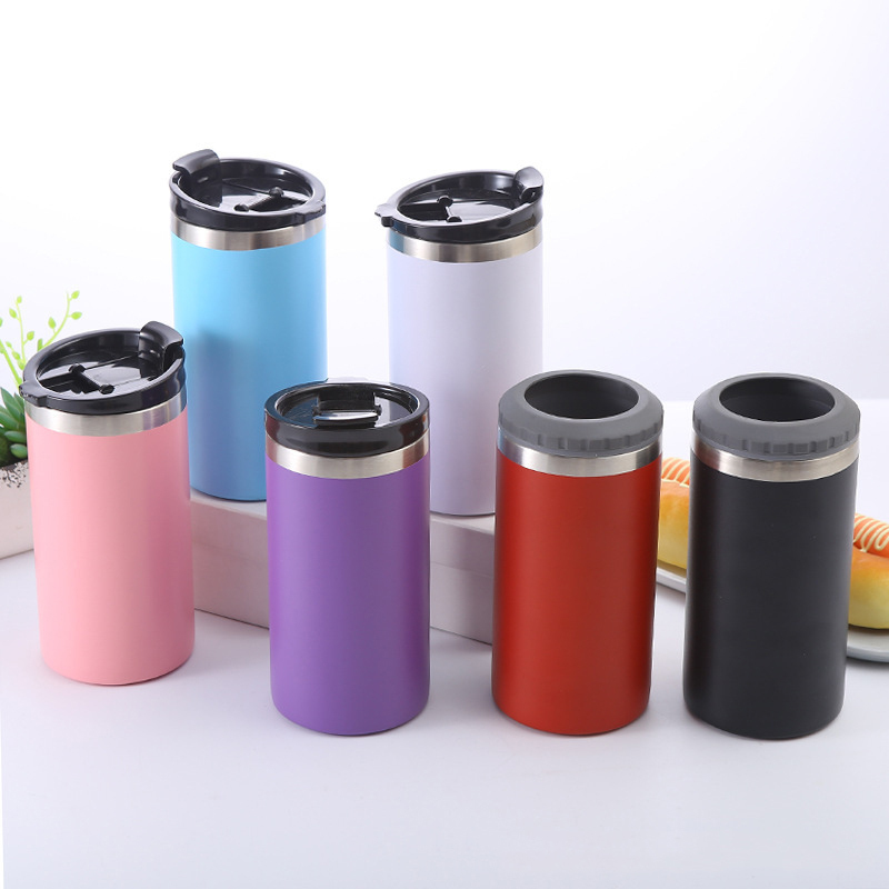16oz Powder Coated 3-in-1 Tumbler Mug Vacuum Insulated Beer & Cola Can Coolers Frost Can Holder for Back to School Coffee Use
