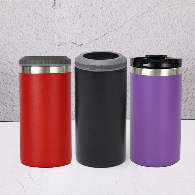 16oz Powder Coated 3-in-1 Tumbler Mug Vacuum Insulated Beer & Cola Can Coolers Frost Can Holder for Back to School Coffee Use
