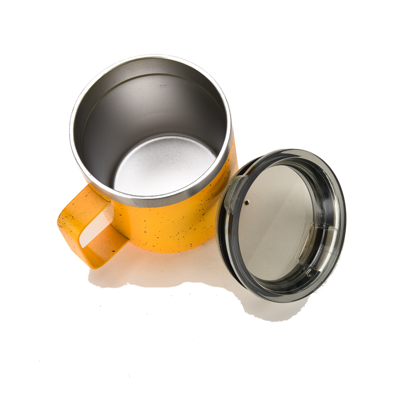 14oz Thermal Insulate Travel Coffee Mug Cup With Handle Double Wall Stainless Steel Vacuum Coffee Tumbler Mug With Lid and Straw