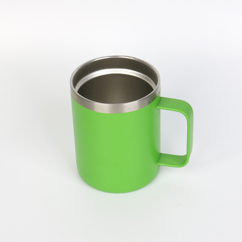 14oz Thermal Insulate Travel Coffee Mug Cup With Handle Double Wall Stainless Steel Vacuum Coffee Tumbler Mug With Lid and Straw