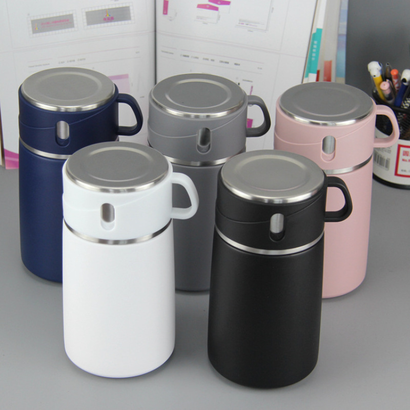 800ml Stainless Steel Eco-Friendly Coffee Flask Airtight Vacuum Insulation Lids with Spoon Adults Children Food Flask Thermos