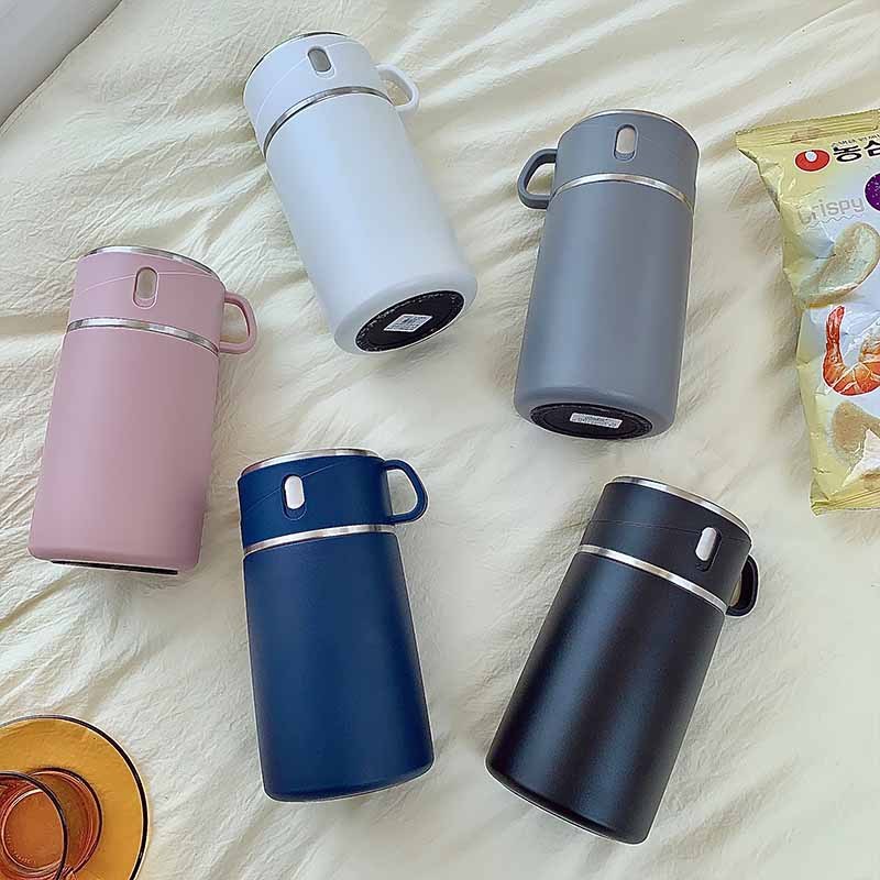 800ml Stainless Steel Eco-Friendly Coffee Flask Airtight Vacuum Insulation Lids with Spoon Adults Children Food Flask Thermos