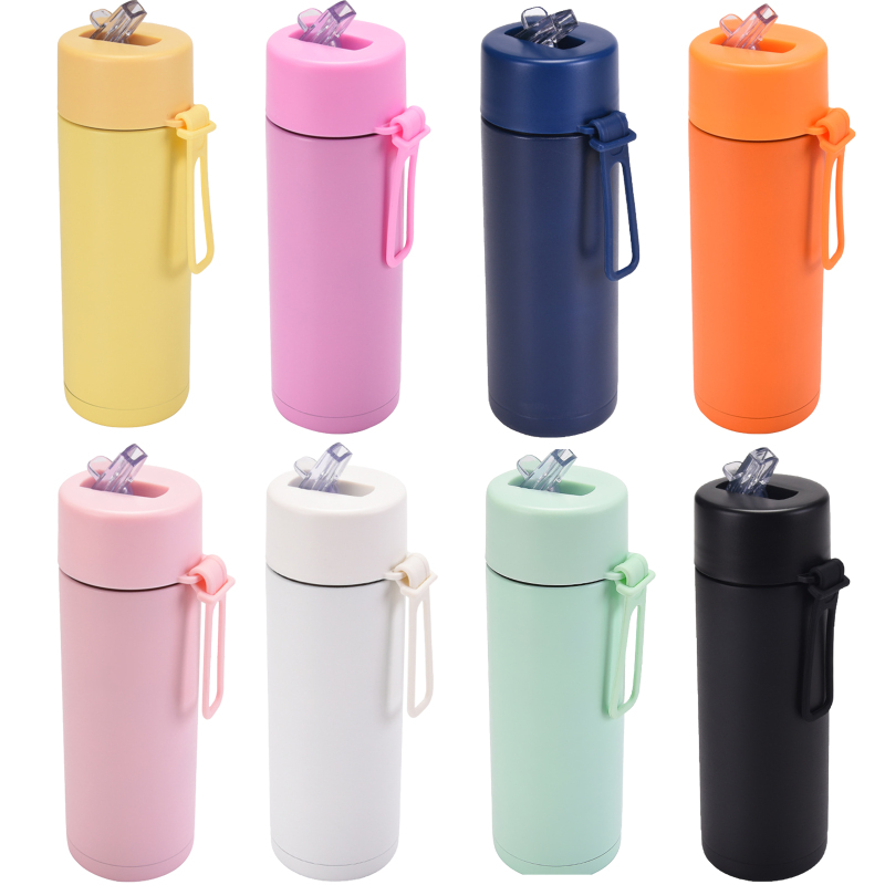 22oz Reusable Stainless Steel Water Bottle With Straw Eco-friendly Direct Drinking Thermal Flask Vacuum Insulated