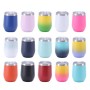 12 oz Egg Stainless Steel Thermal Wine Tumbler Insulated Stemless Travel Wine Glass Coffee Cup with Lid and Reusable Straw