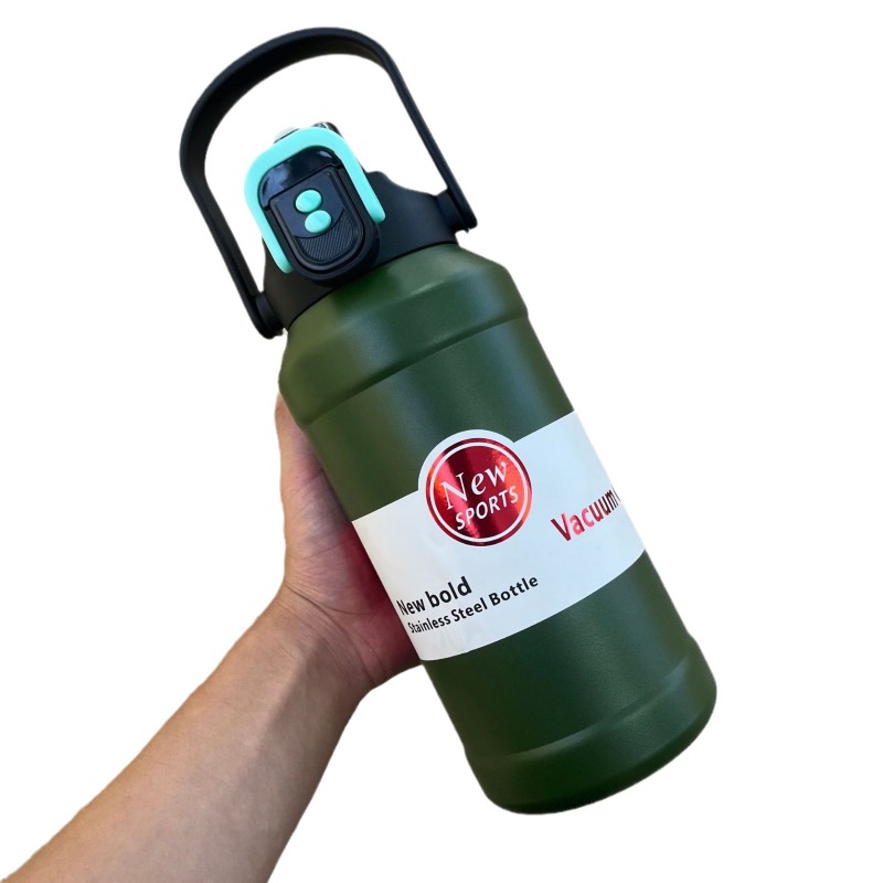 Large Capacity Portable Insulated 316 Stainless Steel Sports Thermos Cup Dual Used & One Button Cap Direct Drinking Flask