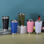 16oz Stainless Steel Vacuum Insulated Travel Tumbler Reusable Double-Wall Cup Lid Coffee Tea Beer Wine Gift Customizable Logo
