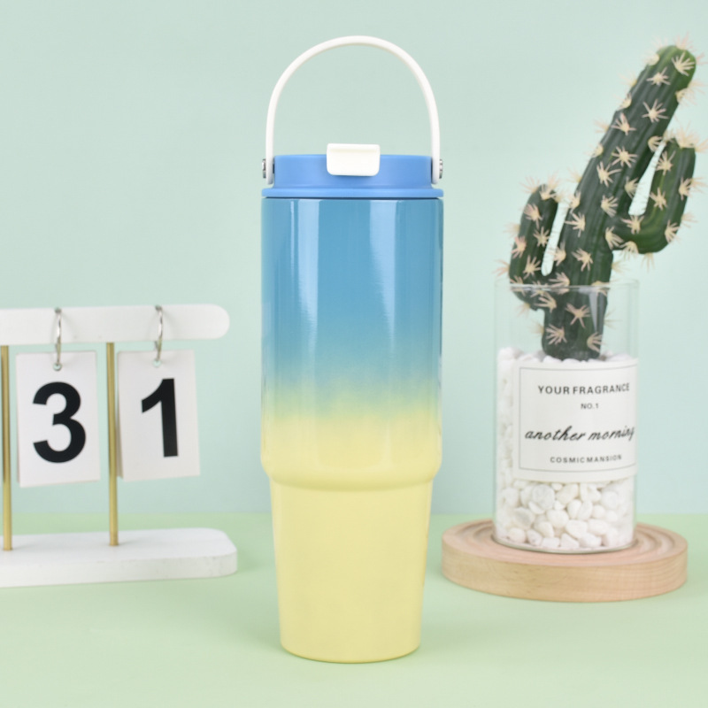 Custom Reusable Cup Leak Resistant Stainless Steel Tumbler with Straw Vacuum Insulated Water Bottle for Home Office or Car