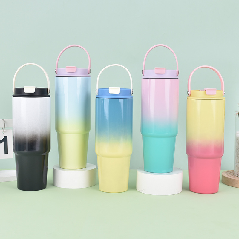 Custom Reusable Cup Leak Resistant Stainless Steel Tumbler with Straw Vacuum Insulated Water Bottle for Home Office or Car
