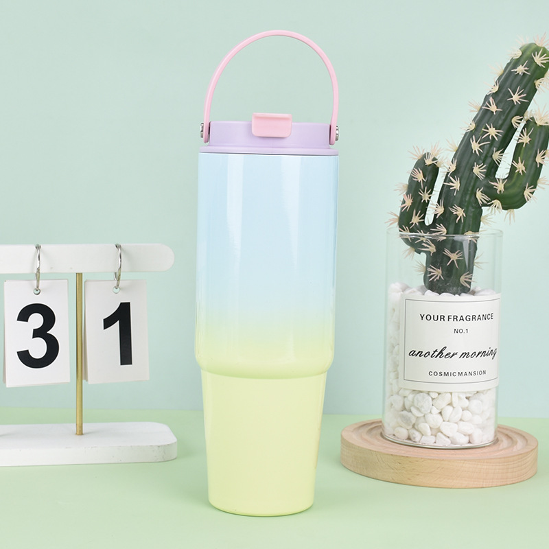 Custom Reusable Cup Leak Resistant Stainless Steel Tumbler with Straw Vacuum Insulated Water Bottle for Home Office or Car