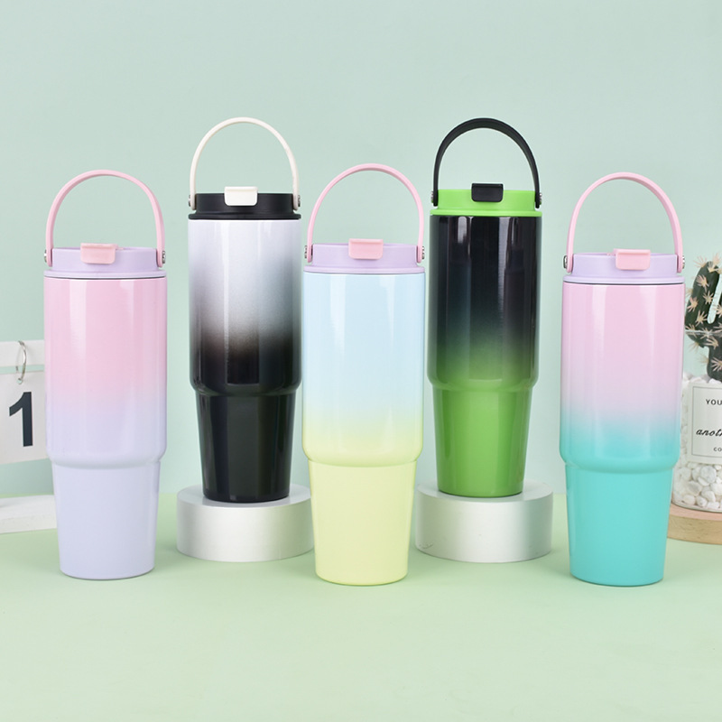 Custom Reusable Cup Leak Resistant Stainless Steel Tumbler with Straw Vacuum Insulated Water Bottle for Home Office or Car