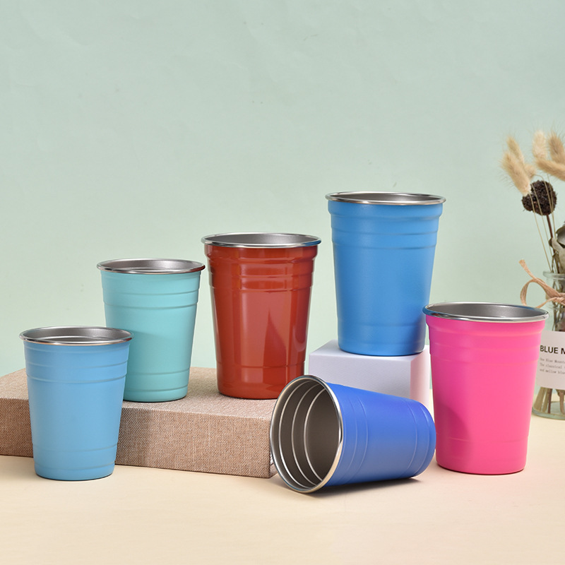 16oz Stackable Pint Cup Single Wall Metal 304 Stainless Steel Bar Beer Stack Shot Glass Camping Water Tumbler