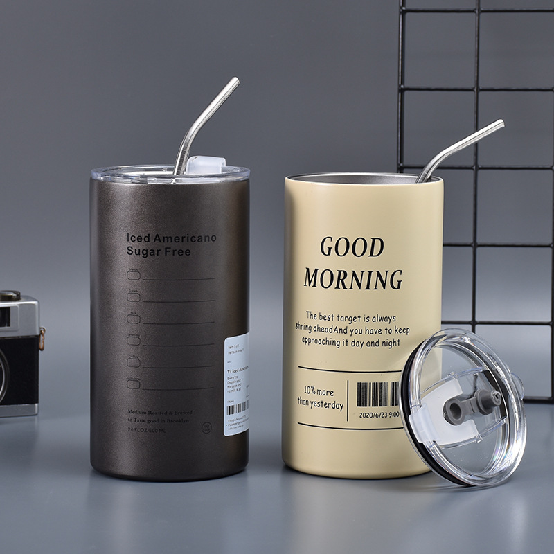 Custom 600ml Popular Stainless Steel Travel Tumbler Vacuum Insulated Iced American Coffee Mug with Straw for Business Gifts