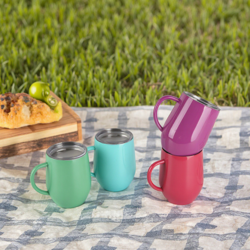 12oz Insulated Coffee Mug Cup With Handle Stainless Steel Travel Coffee Mug With Sliding Lid Double Wall Vacuum Coffee Tumbler
