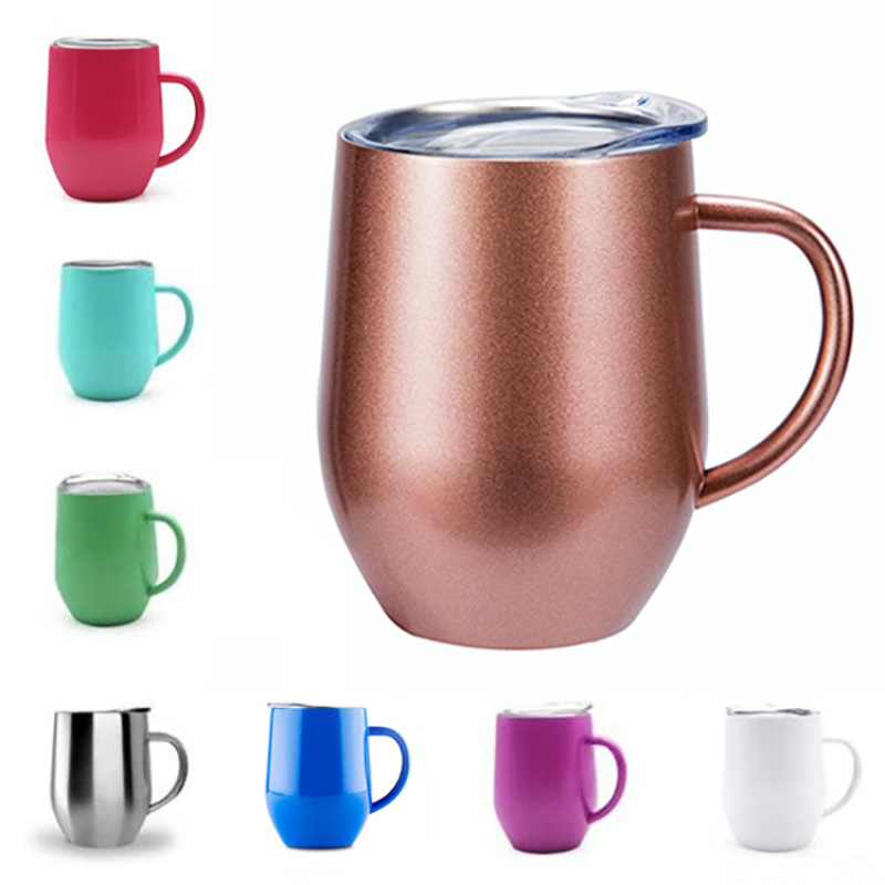 12oz Insulated Coffee Mug Cup With Handle Stainless Steel Travel Coffee Mug With Sliding Lid Double Wall Vacuum Coffee Tumbler