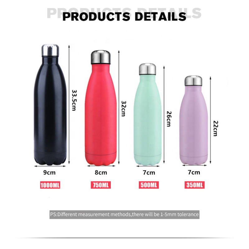 Wholesale Customized Logo 500ml Stainless Steel Water Bottles Cola Shaped Double Walled Insulated 750ml Sport Flask