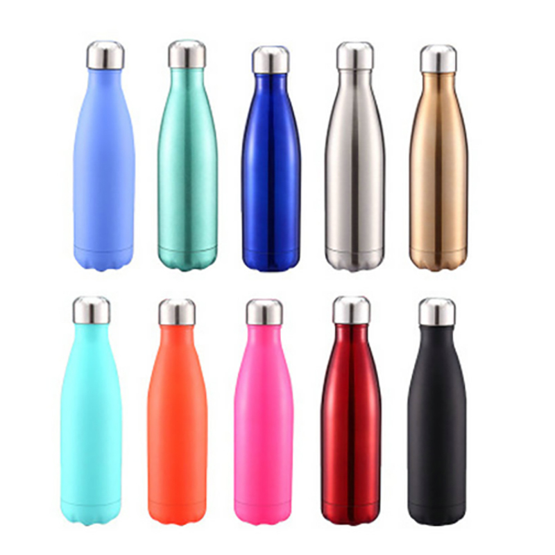 Wholesale Customized Logo 500ml Stainless Steel Water Bottles Cola Shaped Double Walled Insulated 750ml Sport Flask