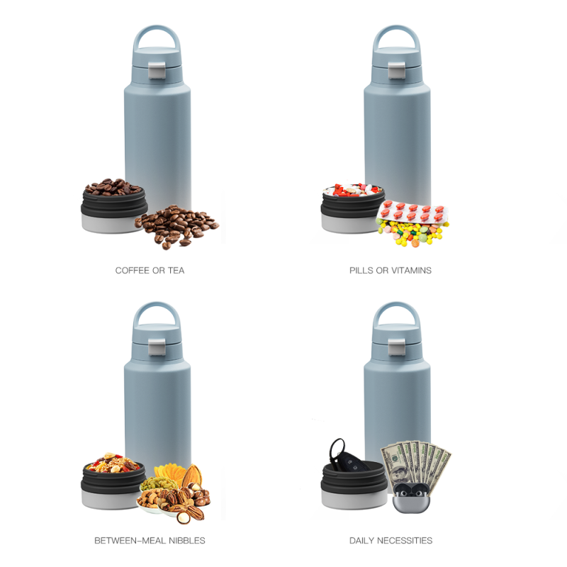 Multi-function Outdoor Kids Snack Storage Thermal Bottle Double Wall Steel Custom Logo Water Bottle