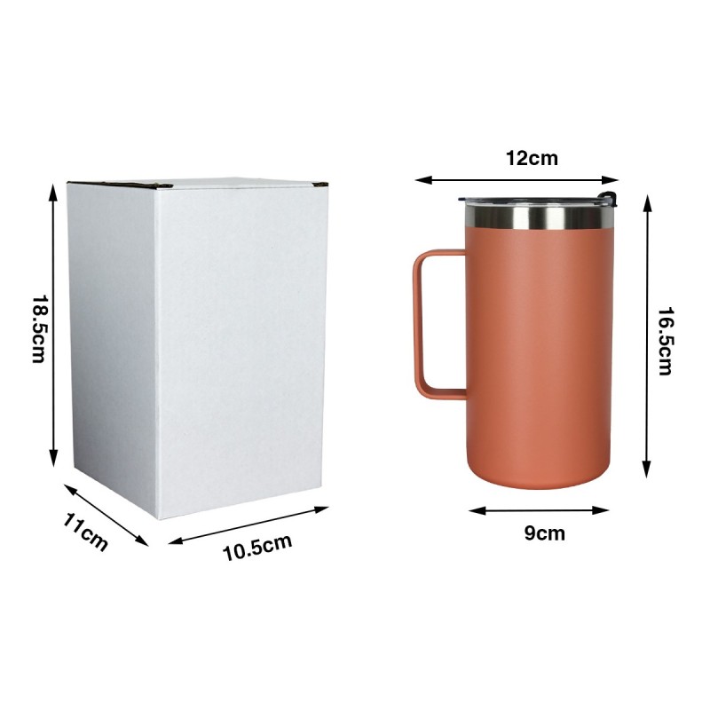 Popular 24oz Powder Coated Double Wall Mug Stainless Steel Travel Coffee Mug With Handle for Camping Hiking Outdoor with Lid