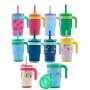 New Custom Children Water Bottle Cup With Handle 304 Stainless Steel Insulated Cup 14oz Sippy Cup Tumbler With Straw for Kids