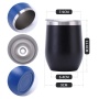 12oz Custom Stainless Steel Tumbler Double-Wall Vacuum Insulated Travel Cup with Lid Egg Shaped Stemless Wine Tumbler Coffee Mug
