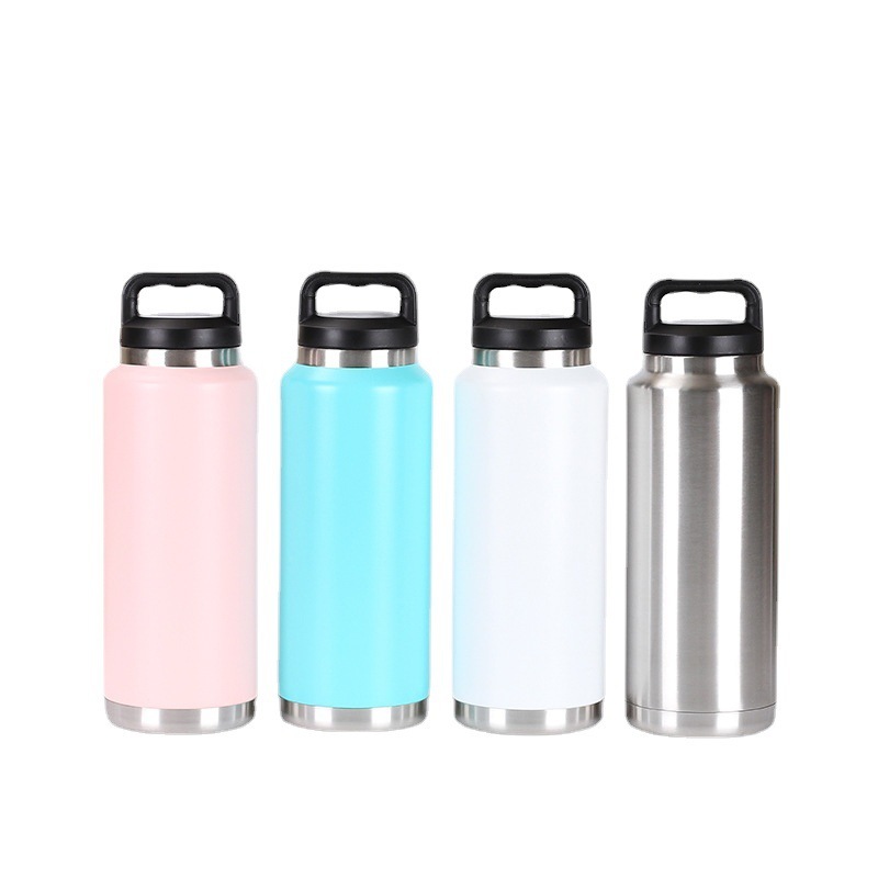 18/26/36oz Stainless Steel Double-Walled Vacuum Insulated Flasks Metal Drinkware Water Bottle with Chug Lid Termos Beer Tumbler