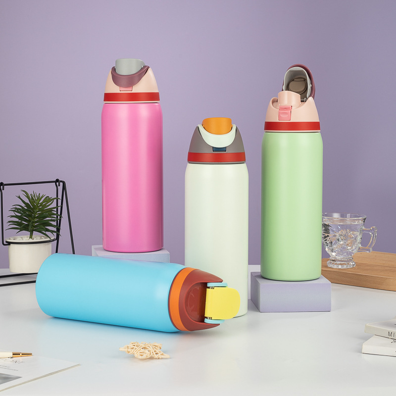 Custom Vacuum Thermos Cup 304 Stainless Steel Double Walled Large Capacity Sports 6-12h Thermal Insulated Water Bottle Flasks
