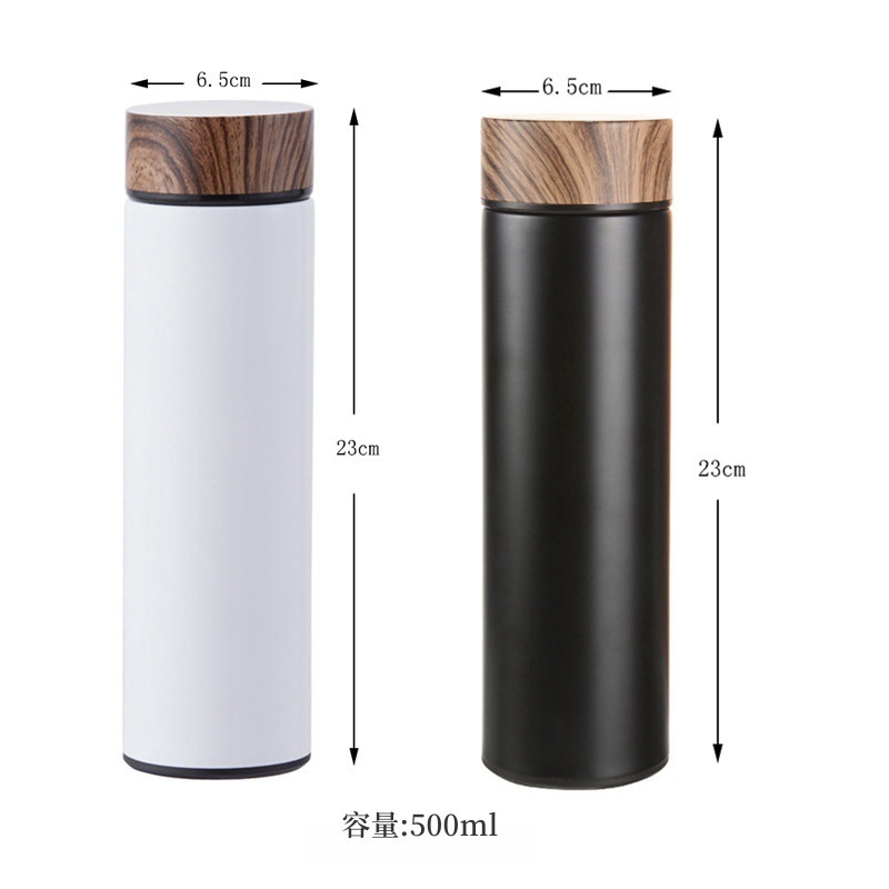 Wood Grain Lid Cover Straight Termos Stainless Steel Flask Thermos Wooden Pattern Lid Thermal Cup Water Bottle with Tea Infuser