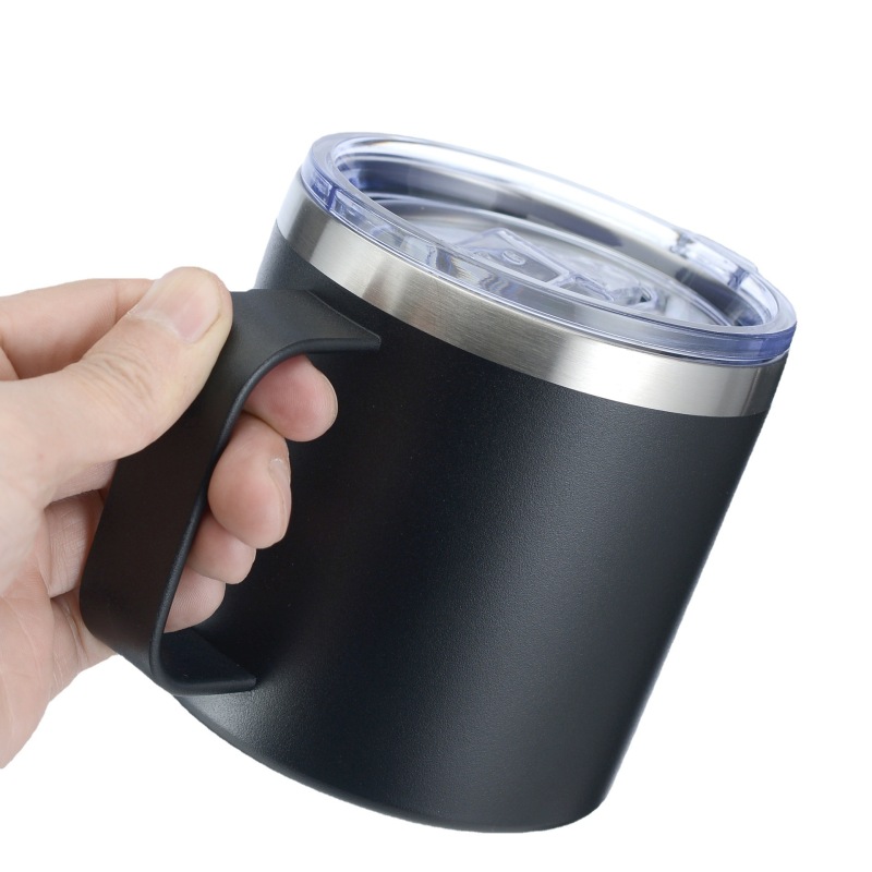 Custom Hot and Cold 12oz 14oz Personalized Engraved logo Vacuum Tumbler Insulated Beer Travel Coffee Mug with Handle Lids