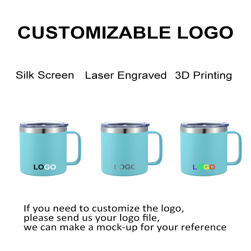 Custom Hot and Cold 12oz 14oz Personalized Engraved logo Vacuum Tumbler Insulated Beer Travel Coffee Mug with Handle Lids