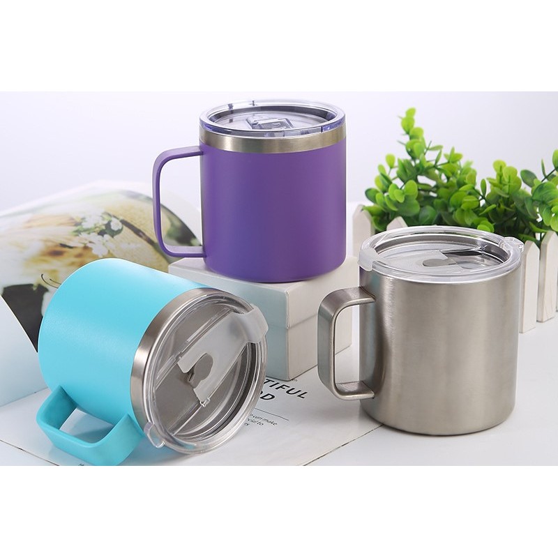 Custom Hot and Cold 12oz 14oz Personalized Engraved logo Vacuum Tumbler Insulated Beer Travel Coffee Mug with Handle Lids